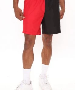 Mysite Split Personality Board Shorts - Black/Red New Today