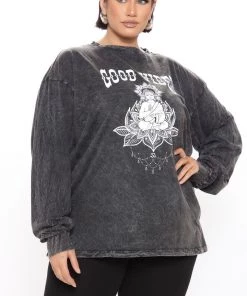 Fashion Nova Spiritual Guidance Long Sleeve Top - Black/combo