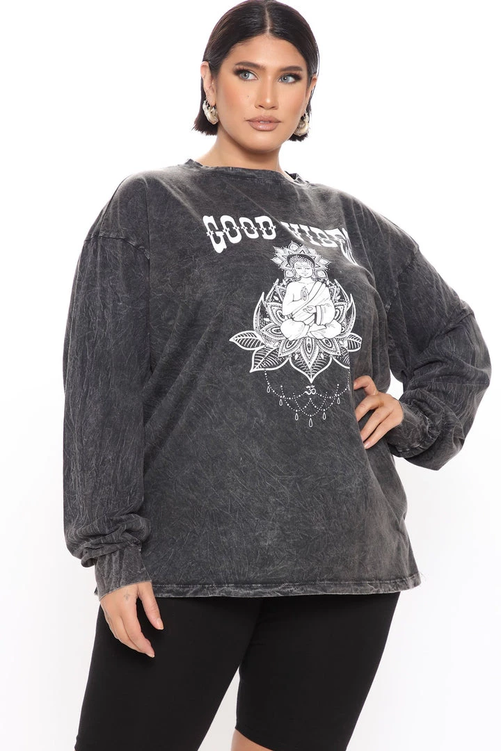 Fashion Nova Spiritual Guidance Long Sleeve Top - Black/combo