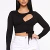 Fashion Nova Teddies & Babydolls Focus On A Task Top - Black