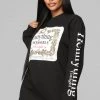 Fashion Nova Teddies & Babydolls Hennything Is Possible LS Top - Black