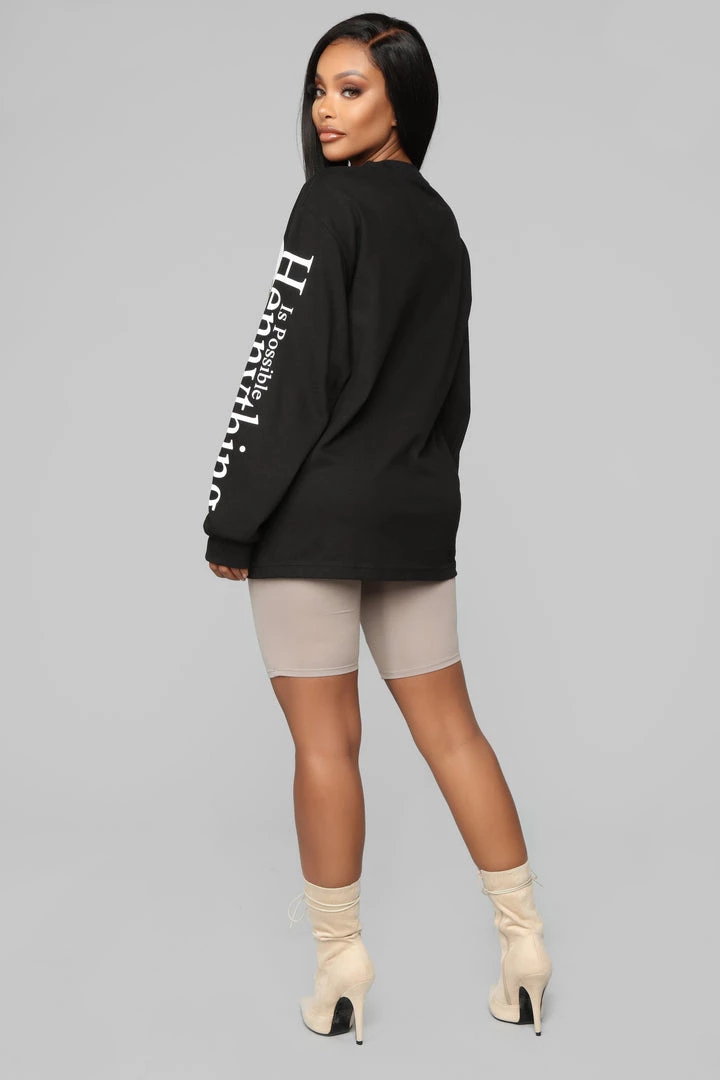 Fashion Nova Teddies & Babydolls Hennything Is Possible LS Top - Black 7 Fashion Nova Teddies & Babydolls Hennything Is Possible LS Top - Black