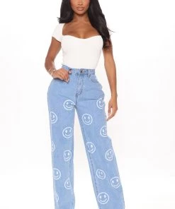 Fashion Nova Smile You're On Camera Boyfriend Jeans - Light Blue Wash