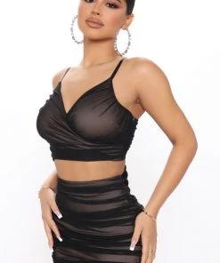 Fashion Nova Influencer Looks When You're Ready Ruched Skirt Set - Black