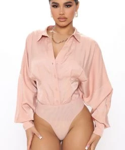 Fashion Nova She Means Business Bodysuit - Pink Office Babe