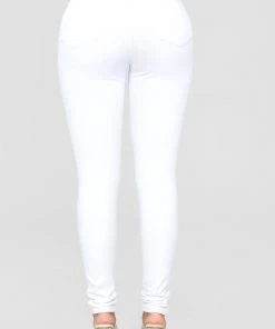 Mysite New Today Classic High Waist Skinny Jeans - White