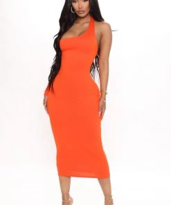 Fashion Nob Number One Midi Dress - Orange Influencer Looks