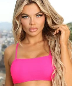 Fashion Nova Maui Mix And Match Bandeau Bikini Top - Hot Pink