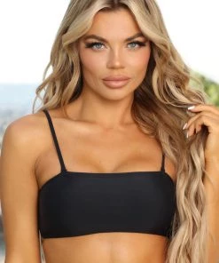Fashion Nova Maui Mix And Match Bandeau Bikini Top - Black Teddies & Babydolls