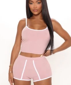 Fashion Nova Here To Stay 2 Piece Short Set - Rose/Combo