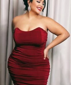 FashionNob All Ruched And Ready Midi Dress - Wine 10 FashionNob All Ruched And Ready Midi Dress - Wine