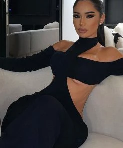 FashionNob Amaya Sweater Dress Set - Black