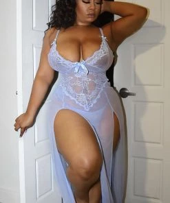 Fashion Nob New Today Best You Ever Had Lace Sleep Gown - Light Blue