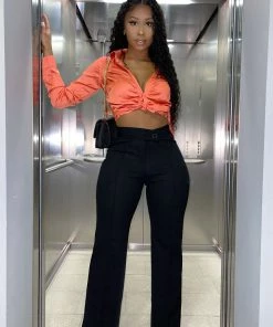 Mysite Call It Even Wide Leg Dress Pants - Black