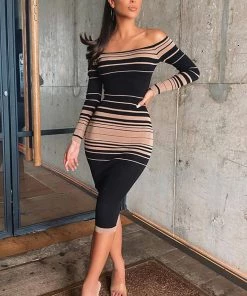 Fashion Nob Catch Me Offline Sweater Dress - Black/Brown