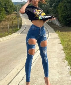 Mysite Catty Distressed Skinny Jeans - Medium Wash