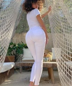 Mysite New Today Classic High Waist Skinny Jeans - White