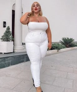 Mysite New Today Classic High Waist Skinny Jeans - White