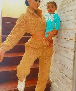 Fashion Nova SETS Cuddle Time Cozy Pant Set - Camel