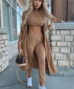 Fashion Nova Don't Be Jealous 3 Piece Jogger Set - Cognac Best Sellers