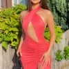 Fashion Nova DRESSES Don't Cross Me Maxi Dress - Coral