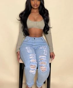 Fashion Nova Drive To The Ocean Jeans - Light Blue Wash