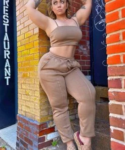 Mysite Easy Going Super Soft Jogger Set - Brown