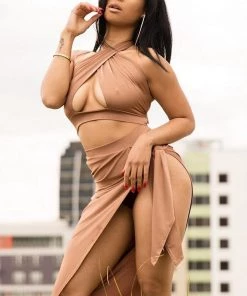 Fashion Nova Egyptian Queen Cutout Set - Chocolate SETS