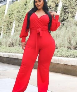 Fashion Nova Falling For Your Charm Jumpsuit - Red