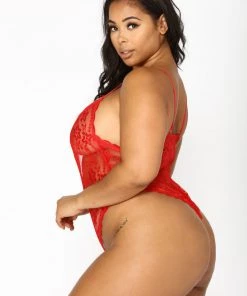 Fashion Nob Sweet Devotion Lace Teddy - Red