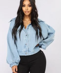 Fashion Nob Trixie Girl Denim Jacket - Medium Wash Influencer Looks