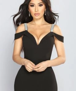 Fashion Nova So Gorgeous Rhinestone Dress - Black Wedding Guest