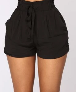 Mysite New Today Rosie Tie Waist Shorts - Black