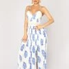Mysite Holy Slit Dress - Ivory/Royal New Today
