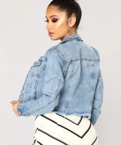 Mysite Not Your Father's Denim Jacket - Light Wash New Today