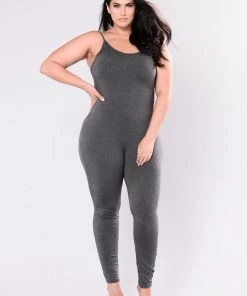 Fashion Nova Teddies & Babydolls Nova Season Jumpsuit - Charcoal