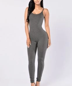 Fashion Nova Teddies & Babydolls Nova Season Jumpsuit - Charcoal