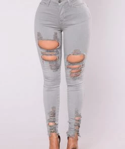 Mysite New Today Tell Your Boy Bye Jeans - Grey