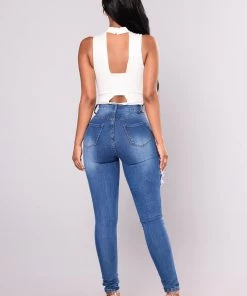 Mysite Catty Distressed Skinny Jeans - Medium Wash