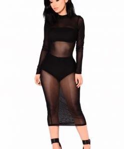 Mysite Noelle Mesh Dress - Black