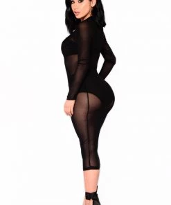 Mysite Noelle Mesh Dress - Black