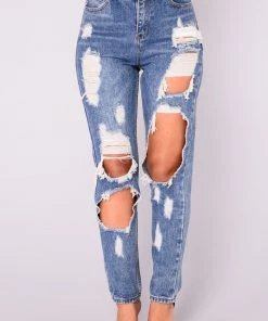 Fashion Nova Janel Boyfriend Jeans - Medium Wash Influencer Looks