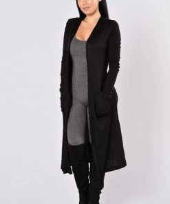 Fashion Nova Sunday Kind Of Love Duster Jacket - Black