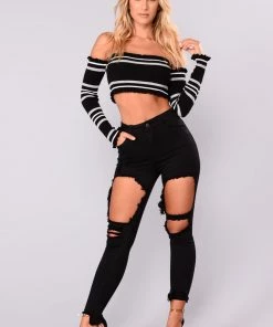 Fashion Nova Shawna Distressed Jeans - Black