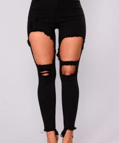 Fashion Nova Shawna Distressed Jeans - Black