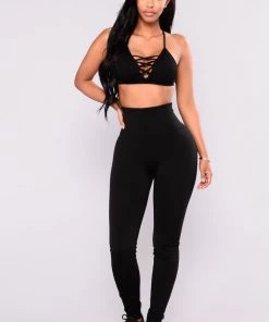 Fashion Nova Sammi Fleece Lined Leggings - Black Teddies & Babydolls
