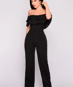 Fashion Nova Best Sellers Ready To Ruffle Jumpsuit - Black