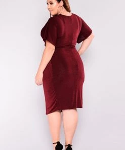 Fashion Nob Wedding Guest Full Grown Knot Dress - Burgundy