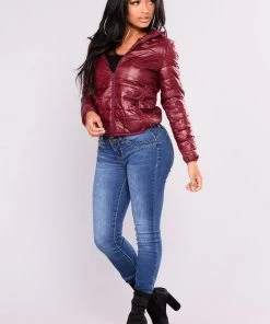 Fashion Nob Alaska Padded Jacket - Burgundy Teddies & Babydolls