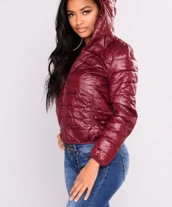 Fashion Nob Alaska Padded Jacket - Burgundy Teddies & Babydolls
